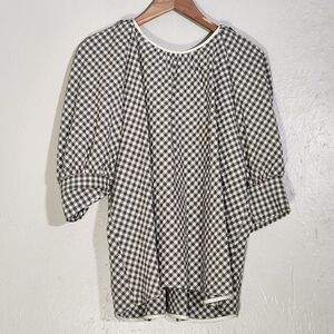 Tish Cox Brown and White Checkered Blouse